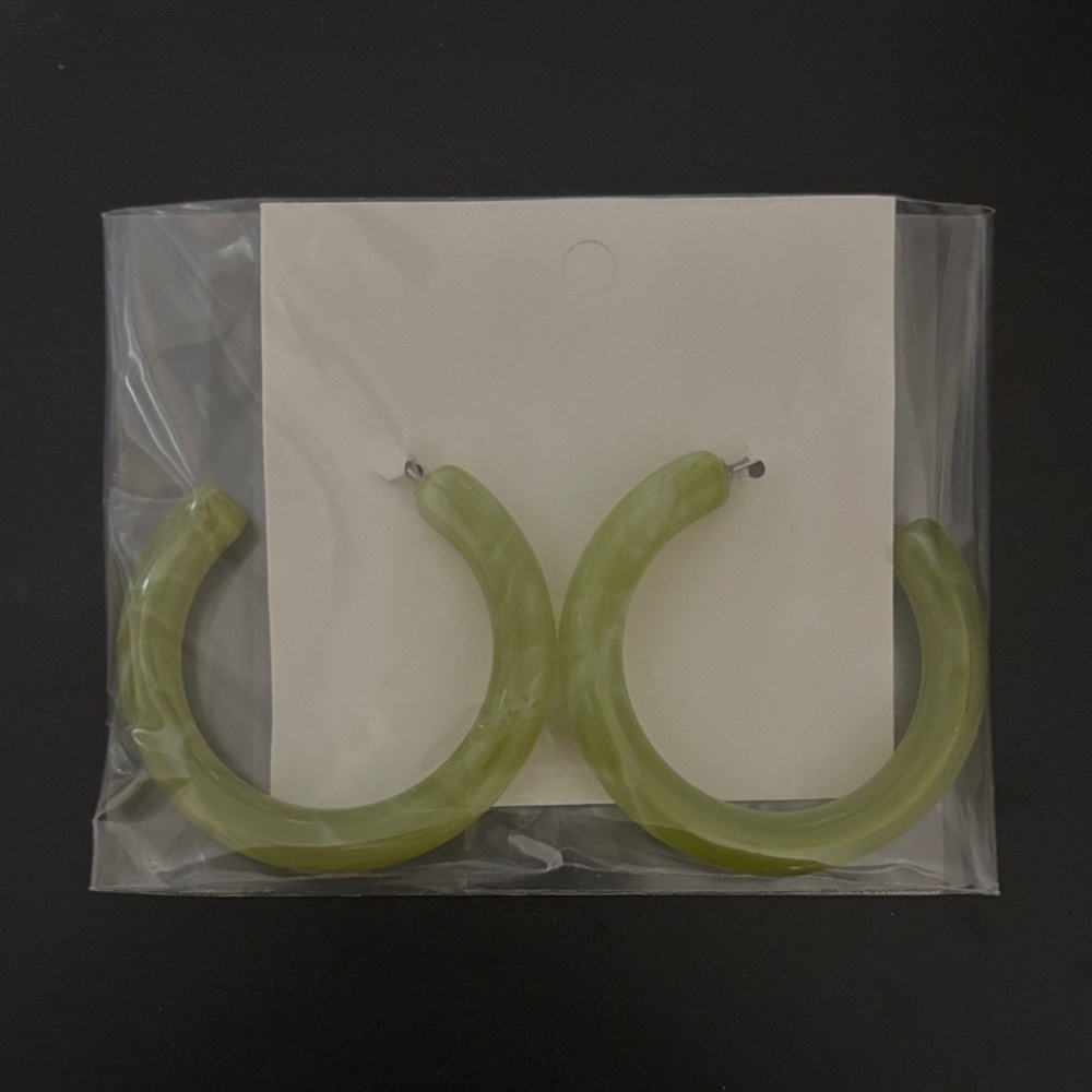 Green Hoop Earrings